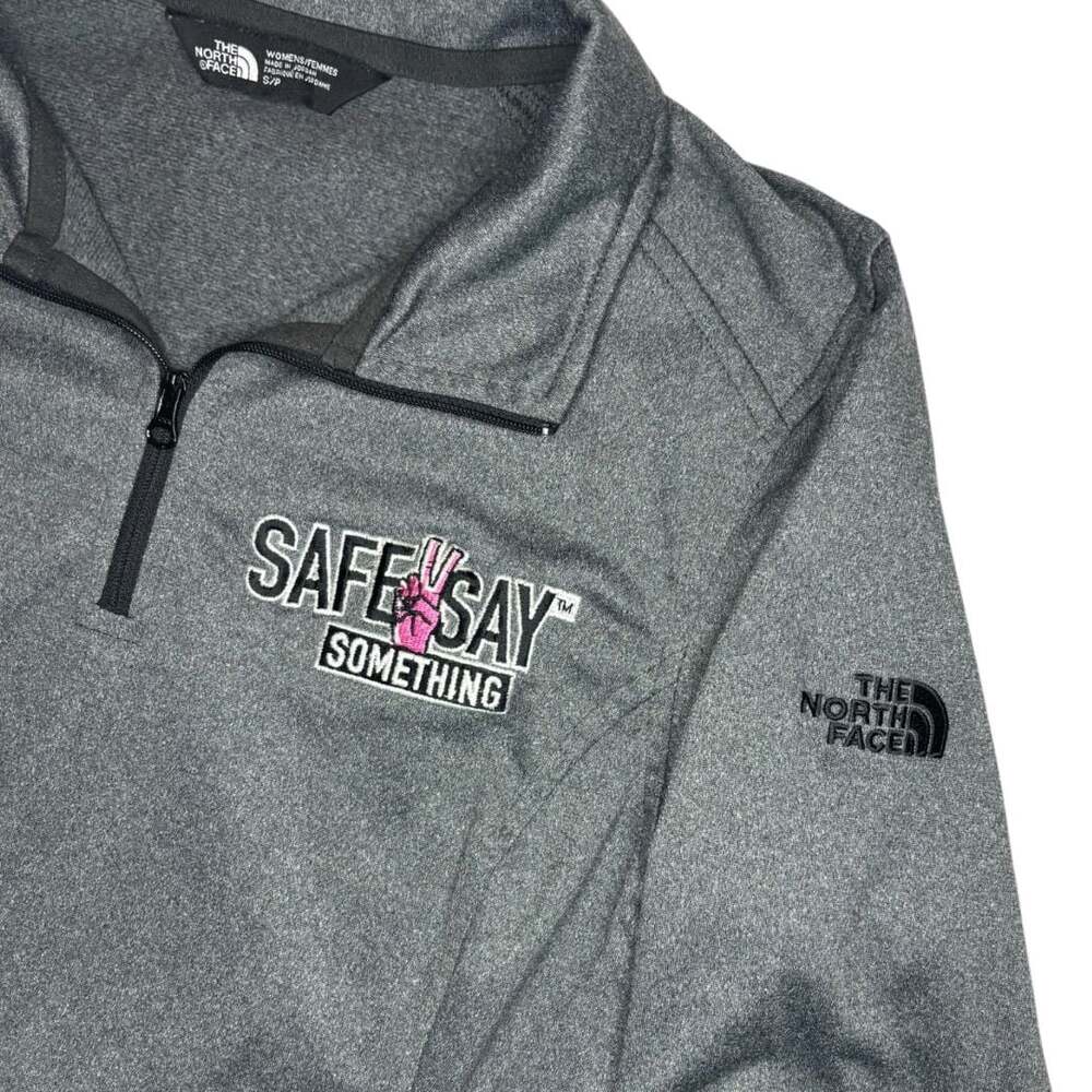 The North Face Women's Grey Qtr-Zip Pullover W/ 'Safe2Say' Embroidery Sz S - Picture 4 of 8